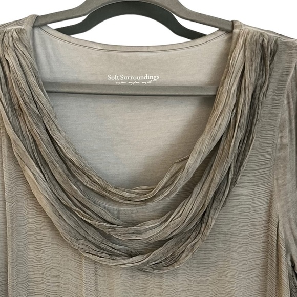 Soft Surroundings Beaux Arts Silk Tunic Top Taupe Embellished Sz S - Picture 7 of 12
